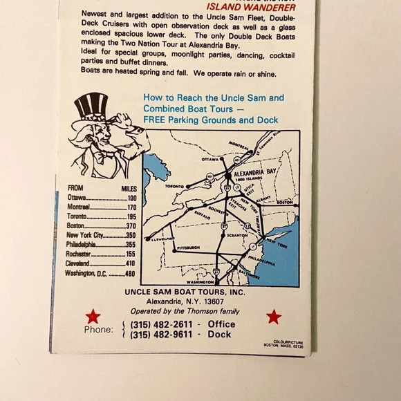 Vintage 1000 Island Uncle Sam Boat Tour Alexandria Bay NY Travel Guide Brochure - Picture 6 of 12